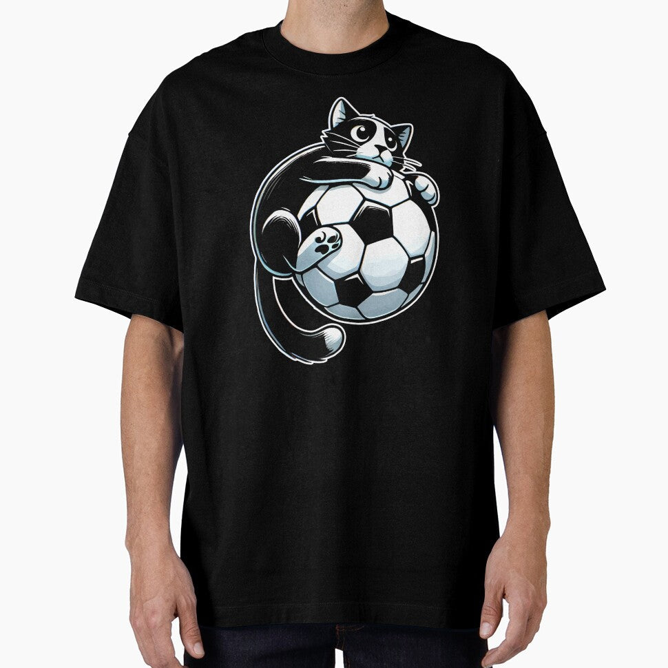 Black Cat Soccer Flying Football by nameonshirt