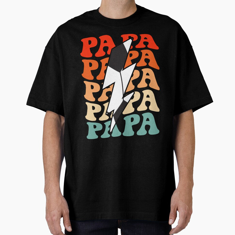 Soccer Papa Dad Retro Groovy Lightning Bolt Father’s Day by Christina-grich