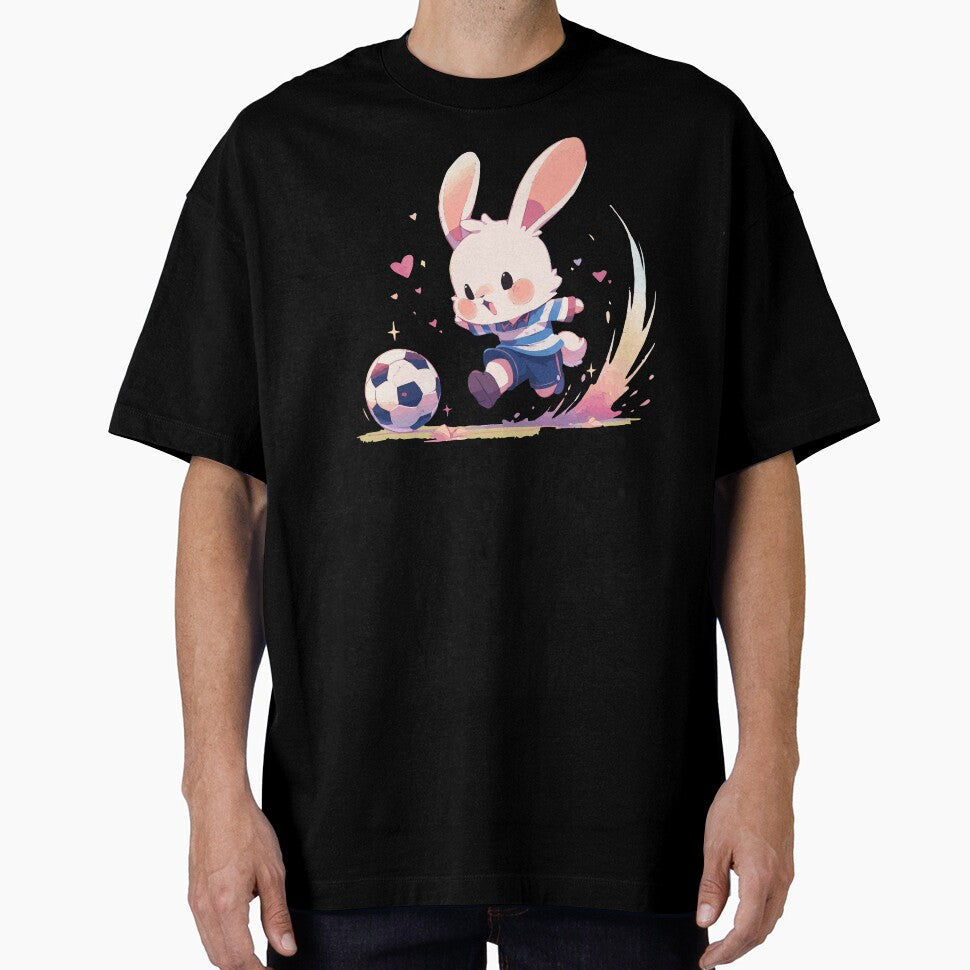 Energetic rabbit loving football by etherElric