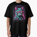 Retrowave Schrodinger's cat funny t-shirt by NebulaLabs