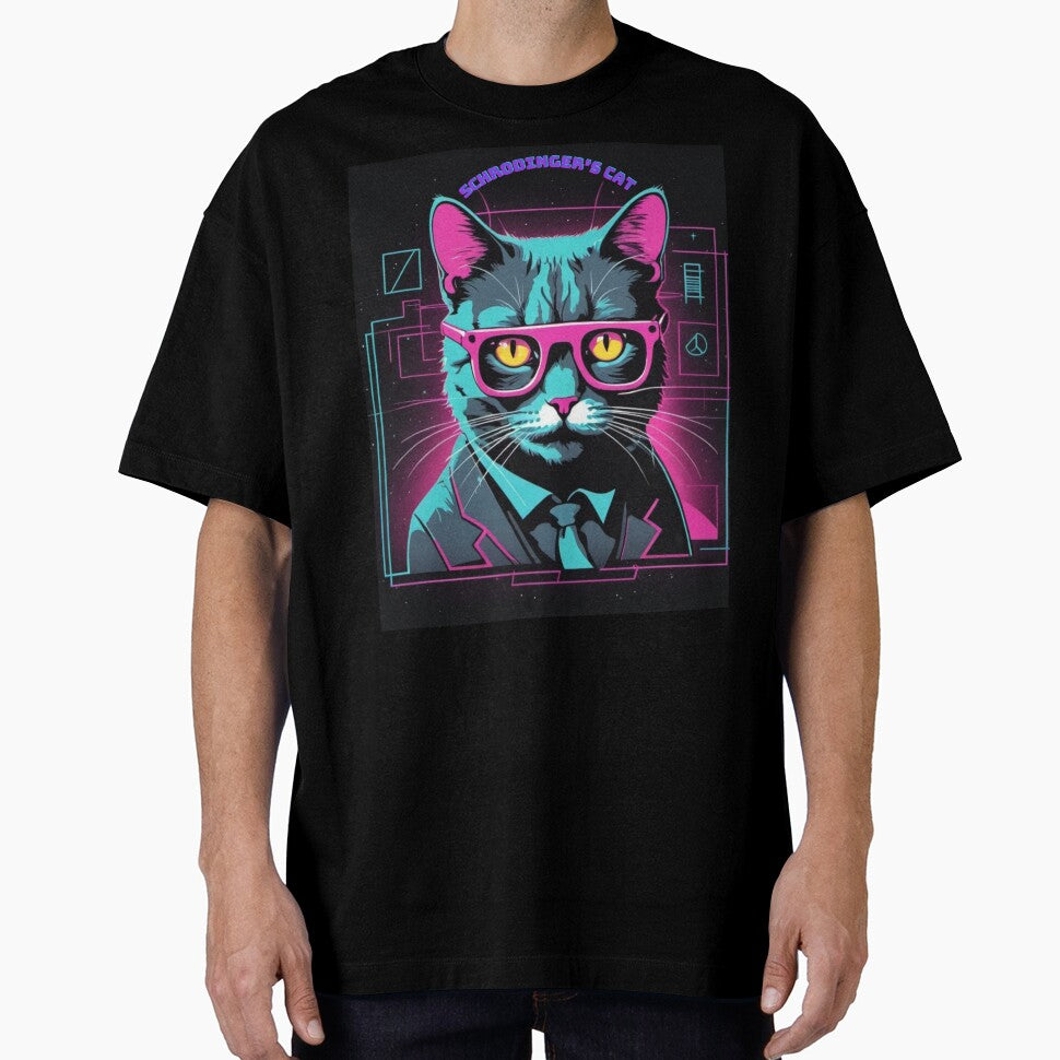 Retrowave Schrodinger's cat funny t-shirt by NebulaLabs