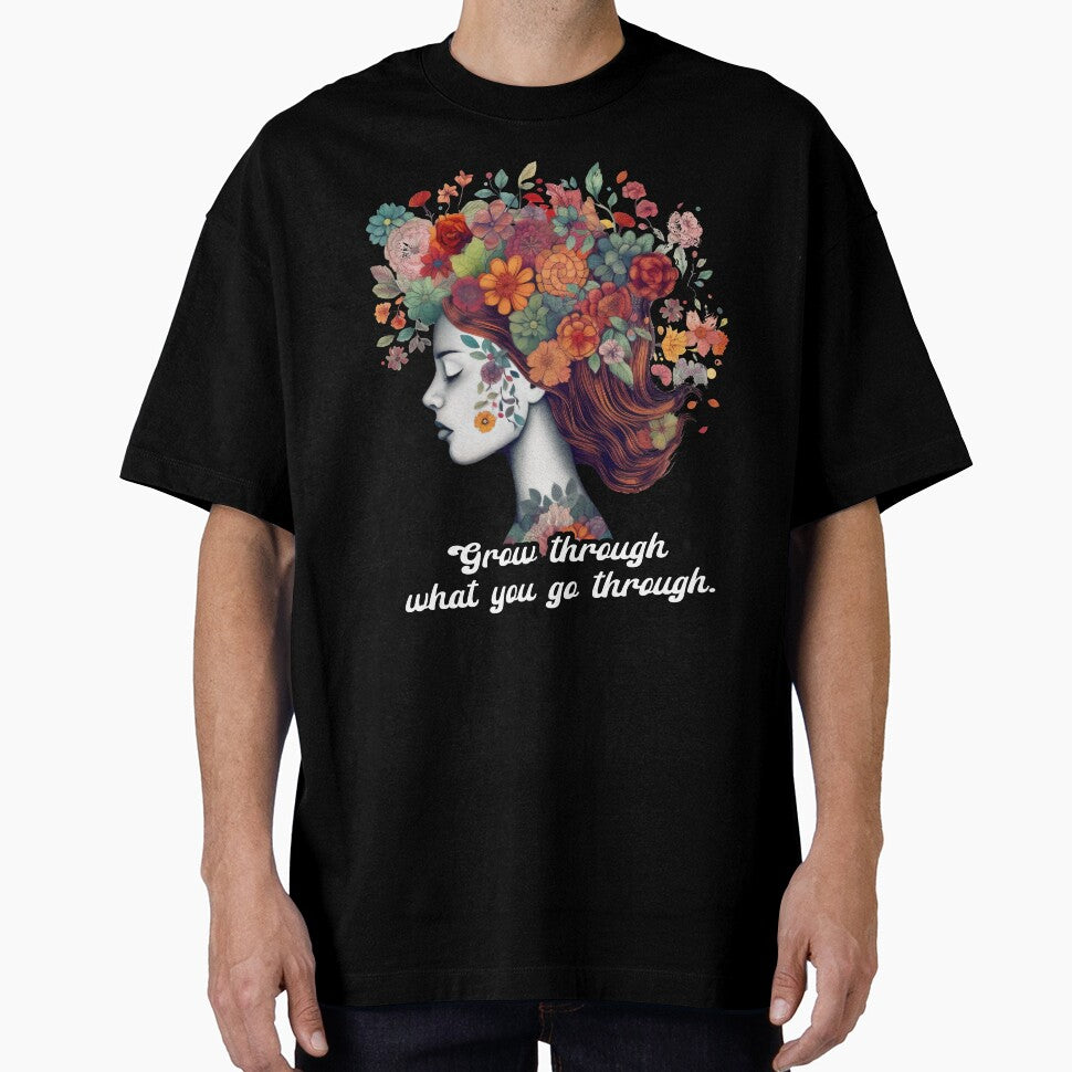 Grow Through What We Go Through Floral Mental Health Inspirational by creative321