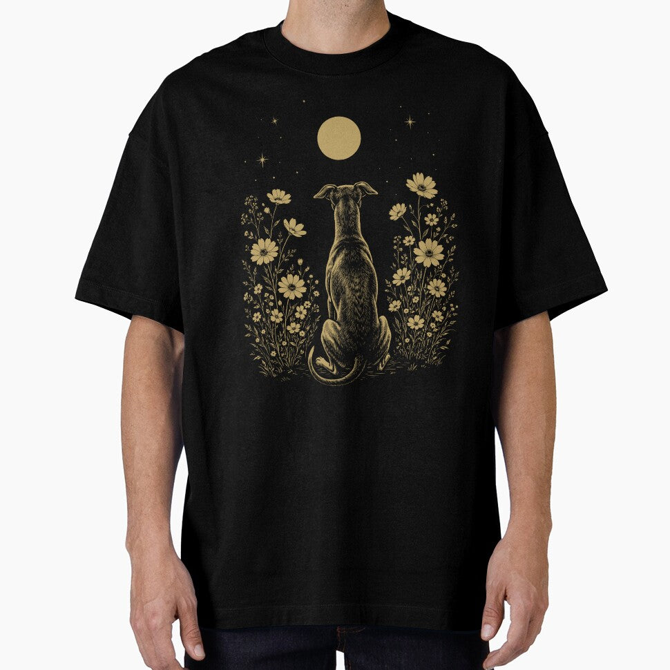 Italian Greyhound Moon Night Flower Minimalist Boho Dog Lover by DoodleTortle
