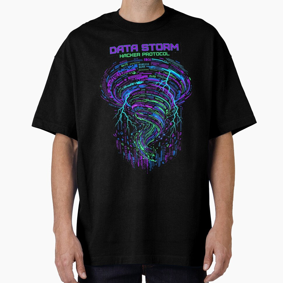 Data Storm Cyberpunk Hacker Shirt by KurtByteStudio