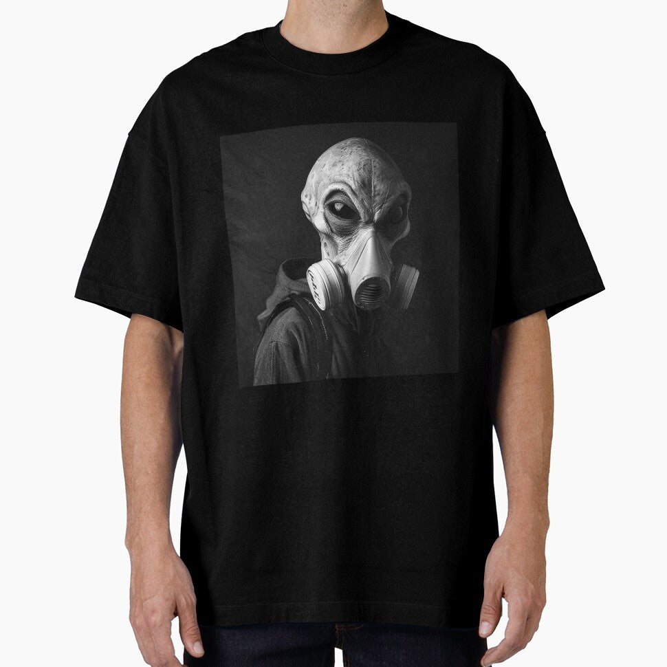 Monochrome Alien in Gas Mask | Dark Sci-Fi Character Portrait by inkoutninja