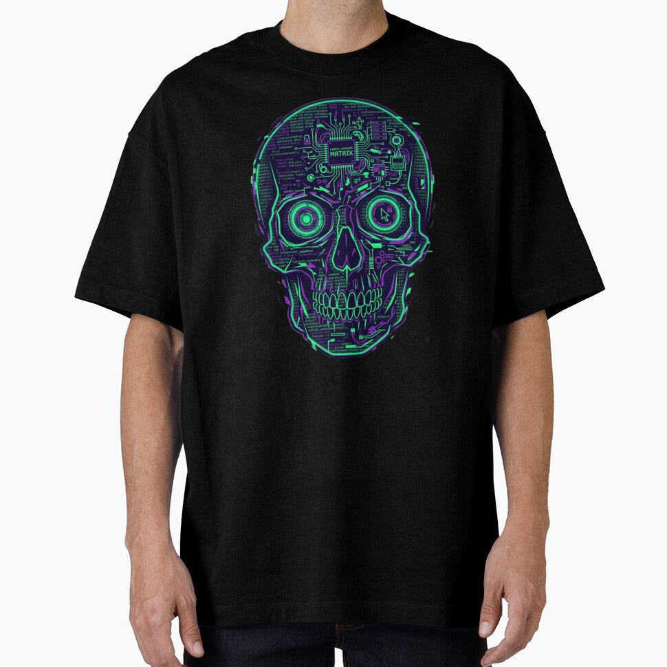 Digital Skull Hacker Cyberpunk Shirt by KurtByteStudio