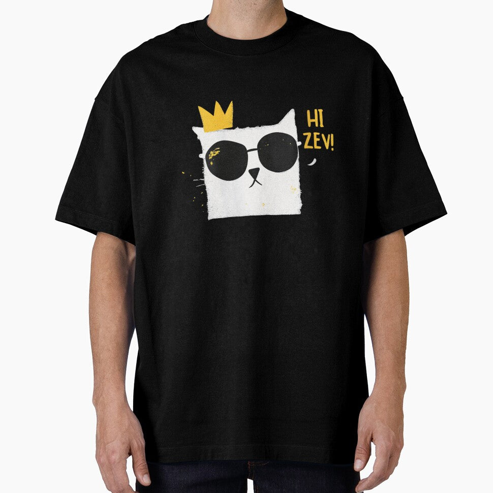 Hi Zev Cool White Cat With Sunglasses And Gold Crown Art by Taniyah Gomes