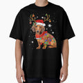 Funny Daschund Dog Christmas Reindeer Santa Hat Xmas Light Pajama by ndavis173