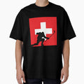 Swiss Ice Hockey Silhouette Celebration by CanvasTee