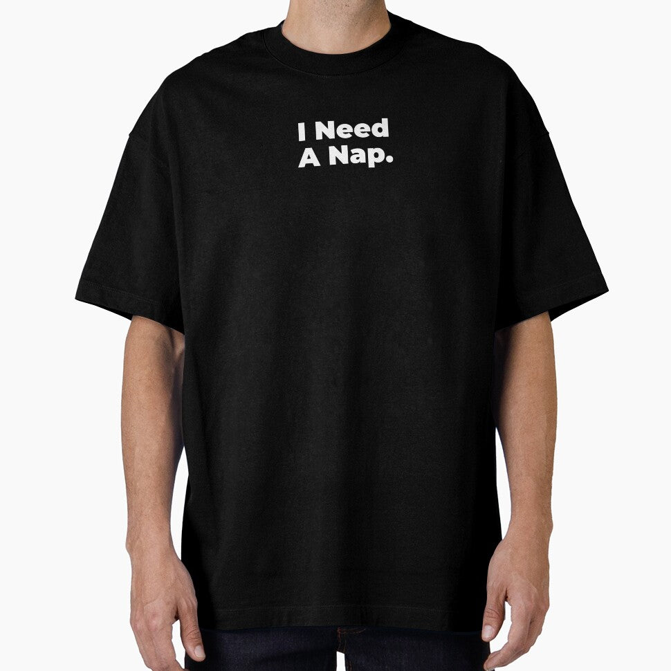 Minimalist Relatable Quote “I Need a Nap” Black Aesthetic Typography Design by diahsariw