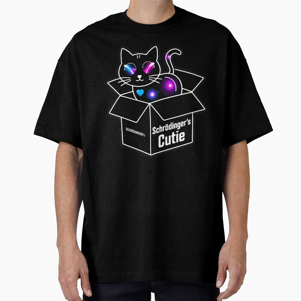 Schrödinger's Cutie - Kawaii Black Cat Galaxy Eyes Quantum Physics Art by ObjCrea123