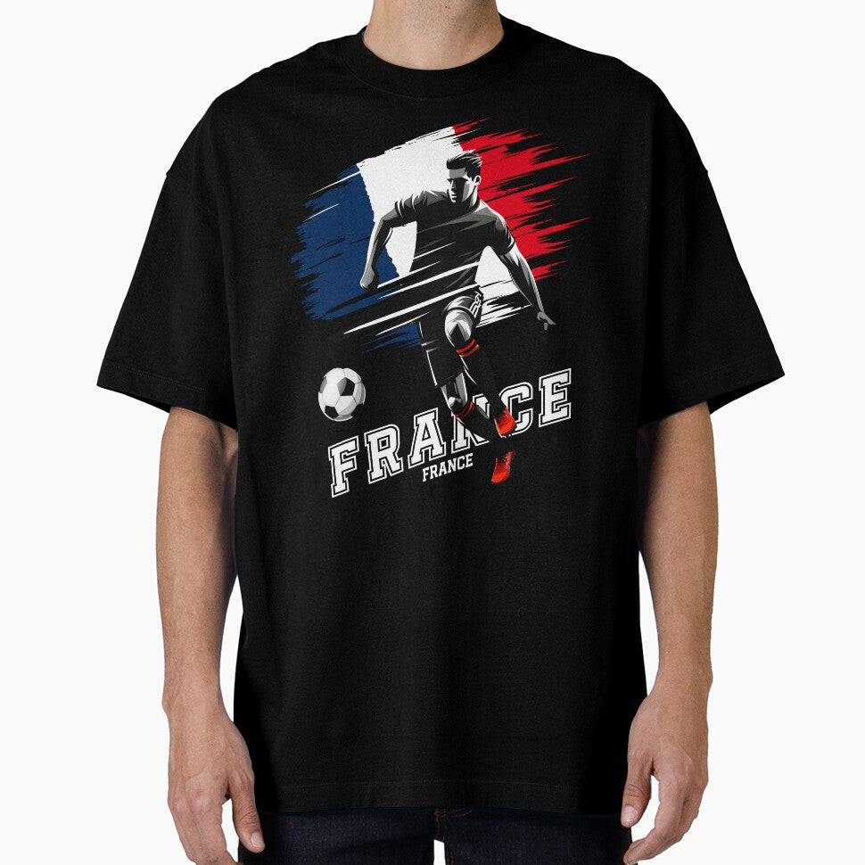 Football Soccer France French Flag Banner Player Silhouette by Infinitee8hirts
