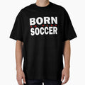 Born to Play Soccer Red and White Typographic Design by MimsTees