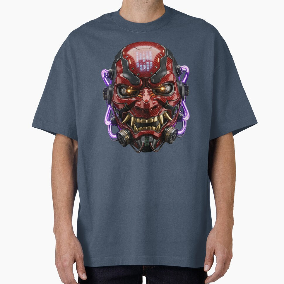 Cyberpunk Oni Mask Futuristic Samurai Art by Utopian-Magic