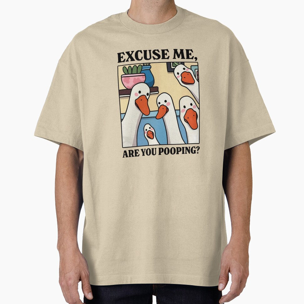 Excuse Me, Are You Pooping? – Funny Duck Bathroom Meme T-Shirt by HomeFarShop