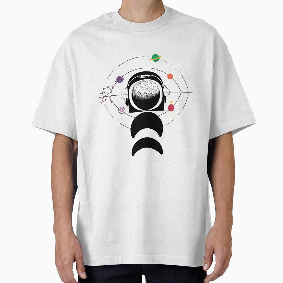Moon Face Astronaut And Planets - Black by 4U2NV-LDN