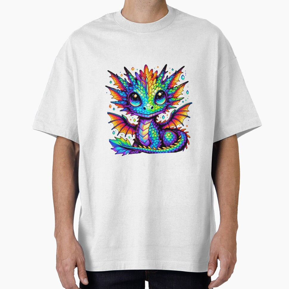 Vibrant Rainbow Baby Dragon Fantasy Art by GemBob Creations