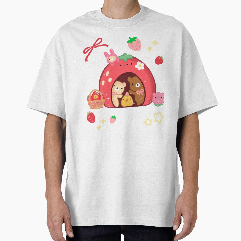Kawaii Strawberry House and Bears by starbunnykawaii