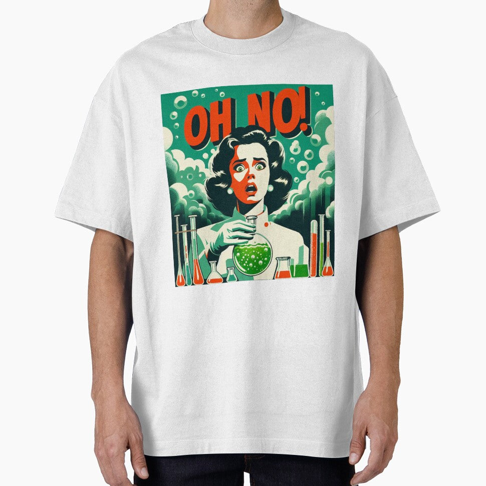 Retro science fiction Woman scientist "Oh no!" 1960s by RESToRAPTOR