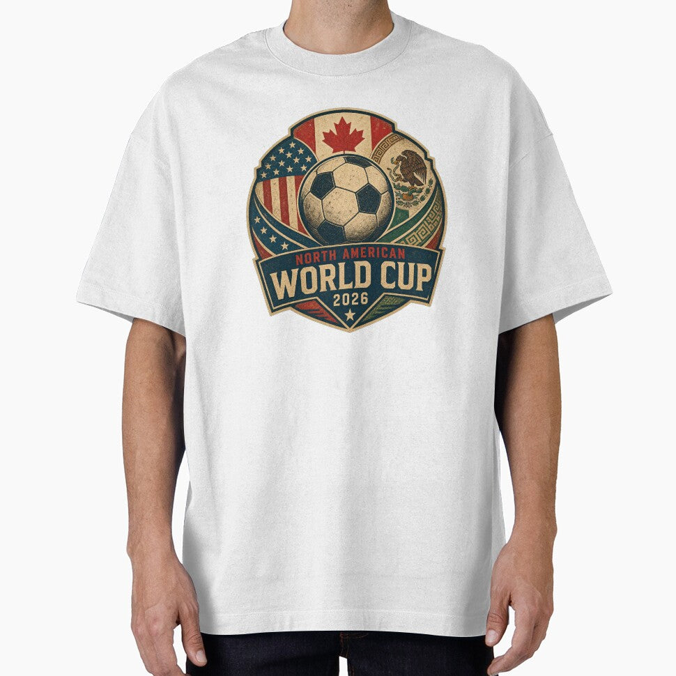 Vintage 2026 World Cup North America Football Emblem Tee by Ahmed Nedji