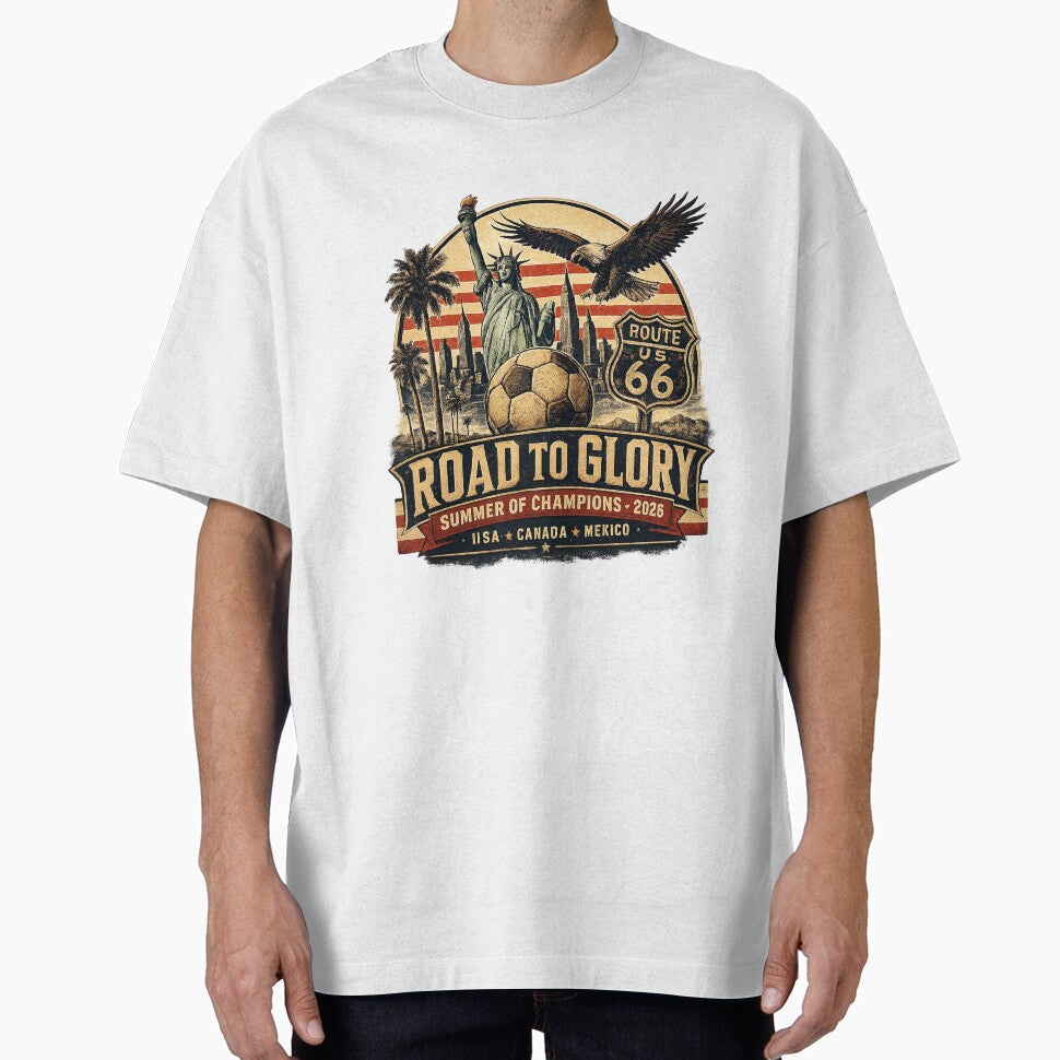 Road To Glory 2026 Vintage Soccer Tee | USA Canada Mexico Summer of Champions by Puraenergia Stickers