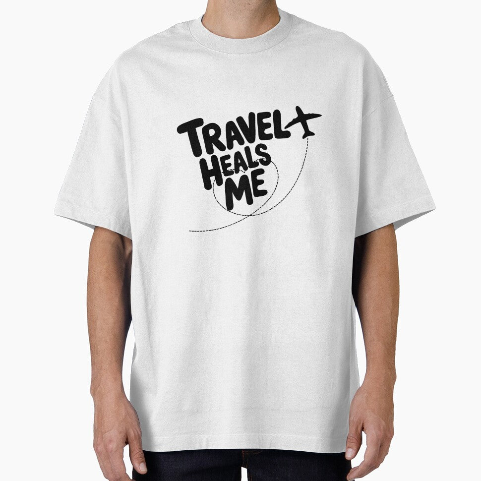 Travel Heals Me – Black and White Travel Quote with Airplane | Minimal Travel Design by PTMinimalShop