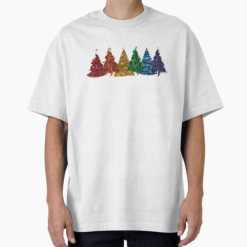 Aesthetic Colorful Abstract Christmas Trees Illustration with Whimsical Swirls and Festive Holiday Charm by QuotinTs