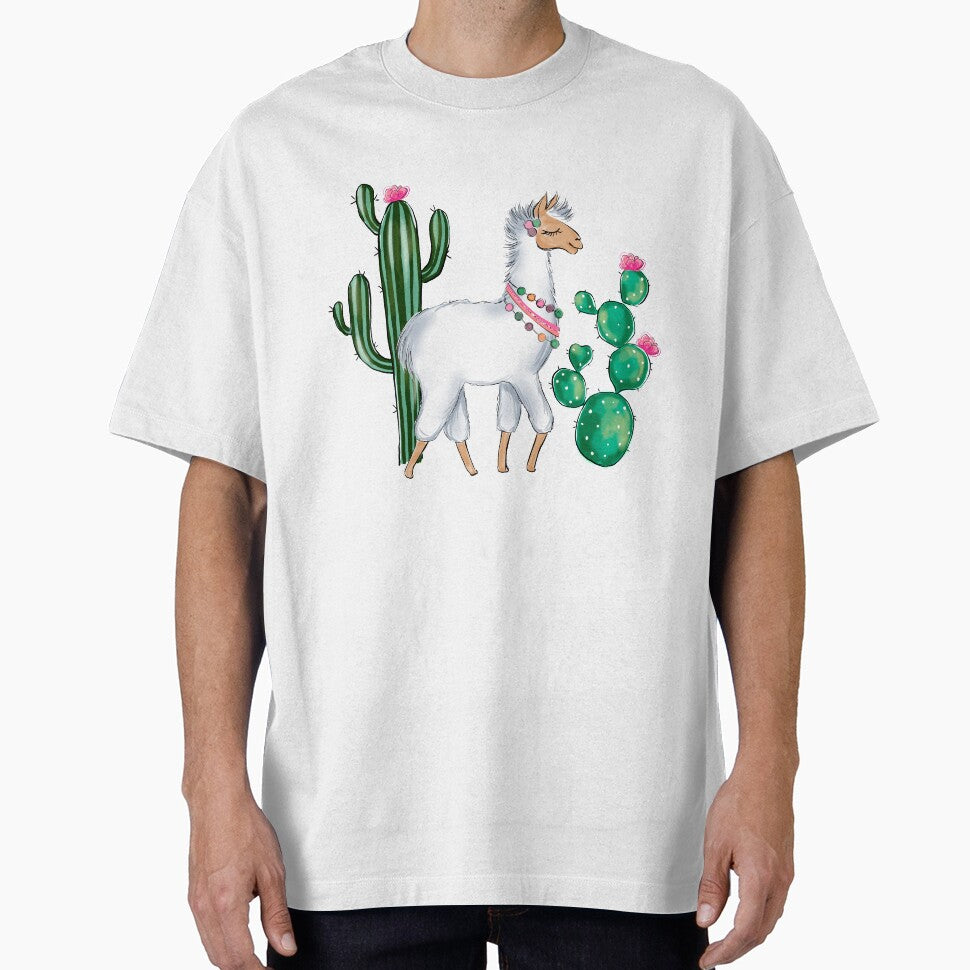 Lama and succulents cute illustration by Lalanacliparts