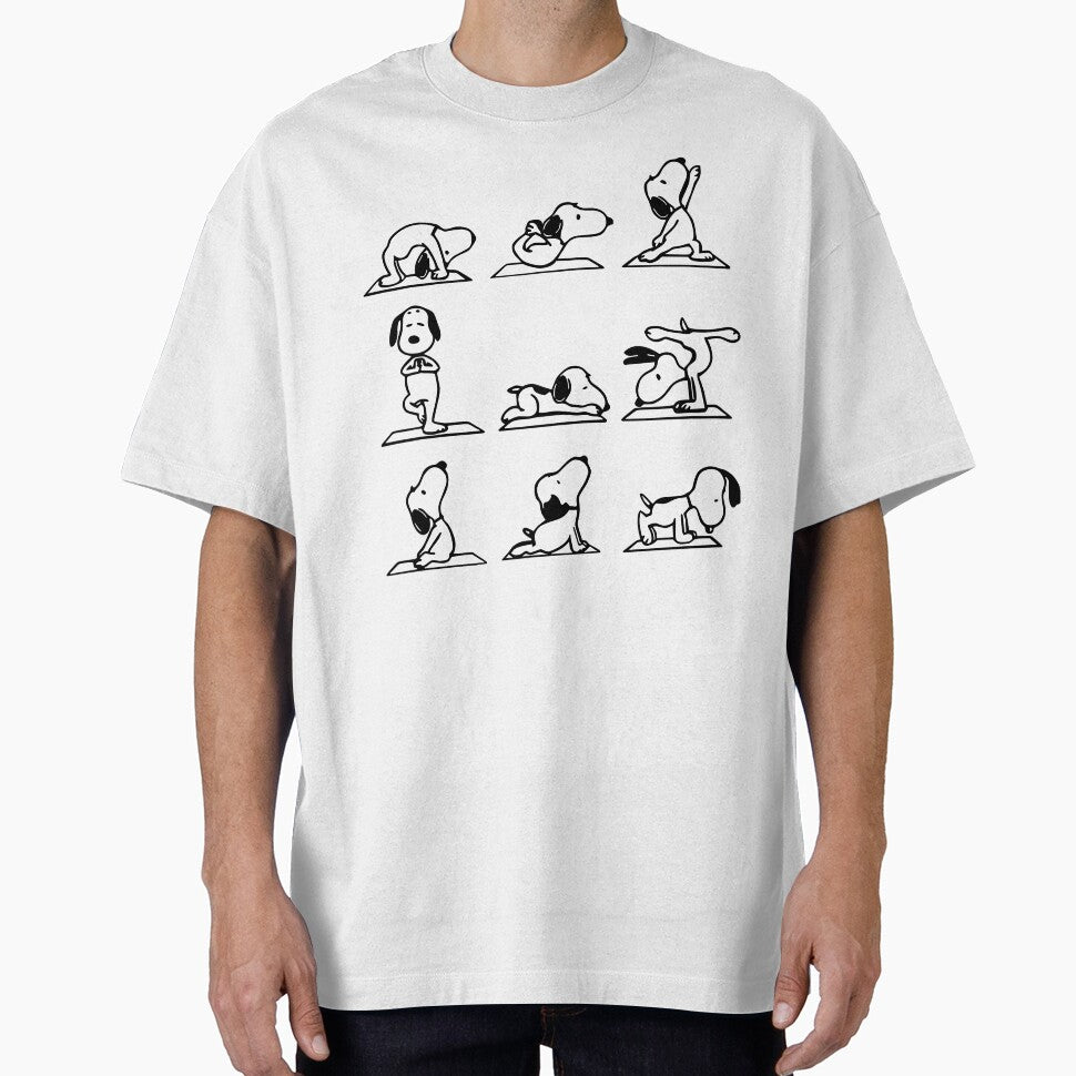 Cartoon Dog T-Shirt – Cute Beagle Buddy Yoga Dog Poses Graphic Tee for Men Women by jenniferkimbal