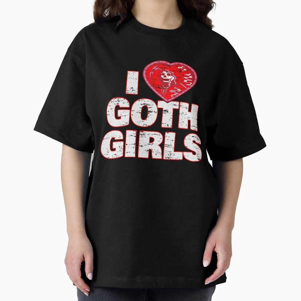 Distressed Retro Skeleton I Love Goth Girls Heart Love Goth by Countrysmart