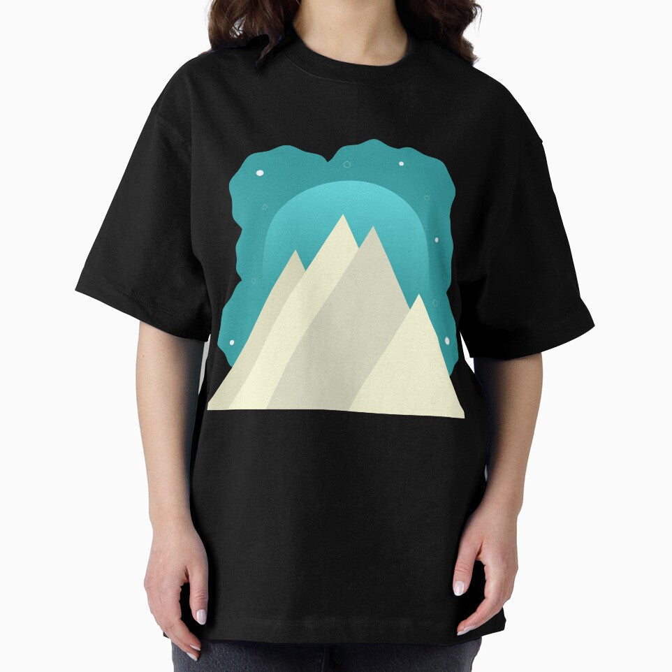 WHITE MOUNTAINS TEAL NIGHT SKY - WINTER VERSION MINIMALIST ILLUSTRATION Teal BG by MiraiDesigns by miraidesigns