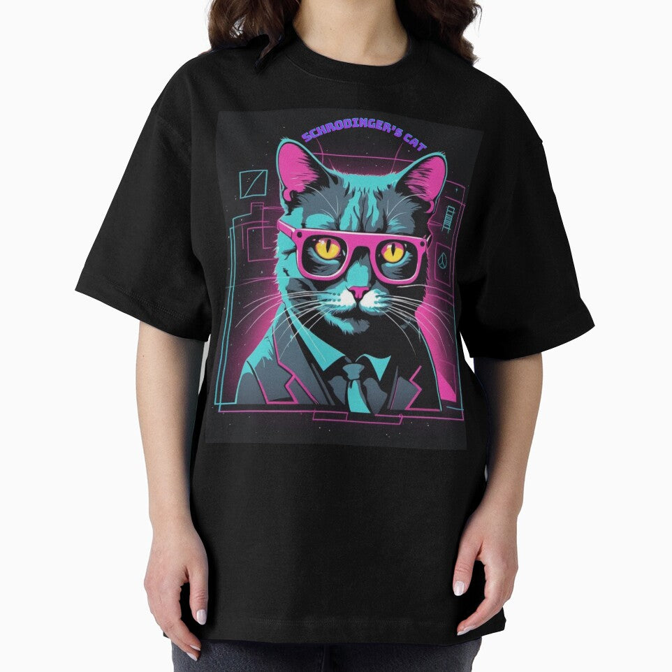 Retrowave Schrodinger's cat funny t-shirt by NebulaLabs
