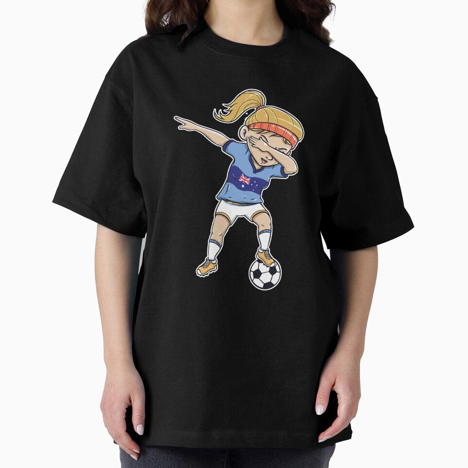 Dabbing Soccer Player Funny Australia Fan T-Shirt girl by Pummli