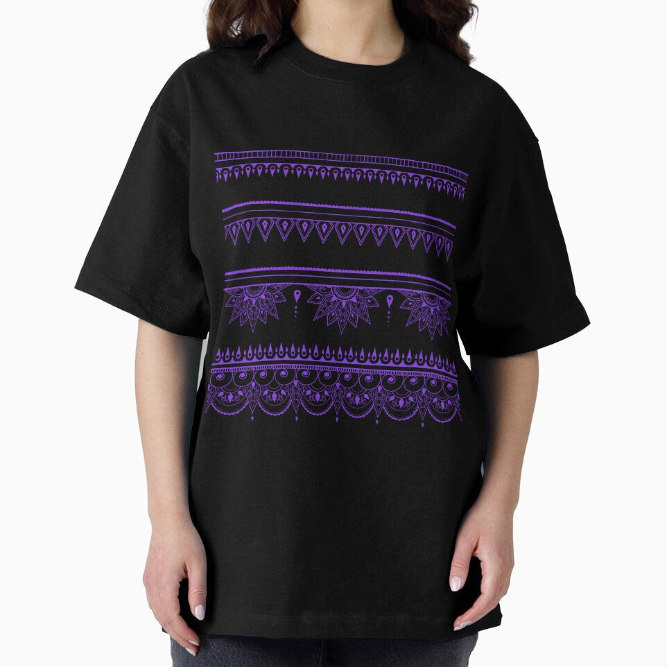 South asian patterns purple on black by Chaoticzarts