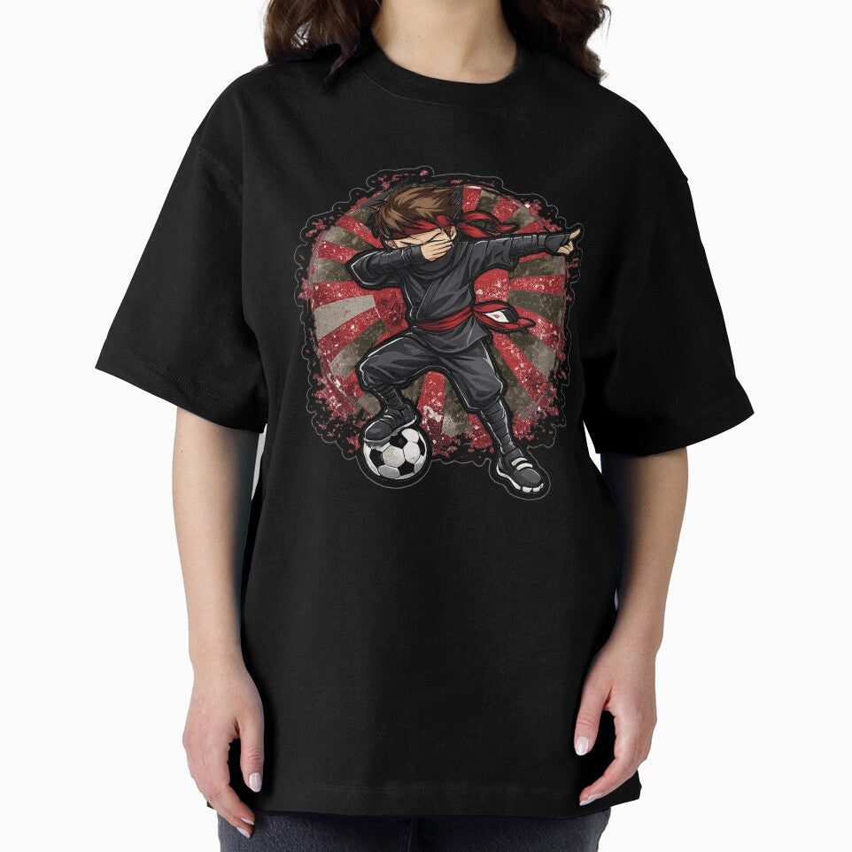 Dabbing Ninja Soccer Vintage Japan Flag by QuiteOrbit