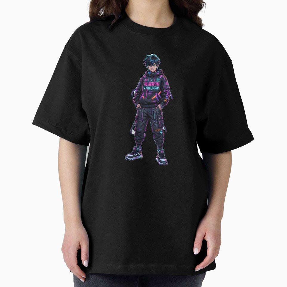 Cyberpunk Anime Streetwear Boy – Futuristic Neon Urban Character by Morden-Design