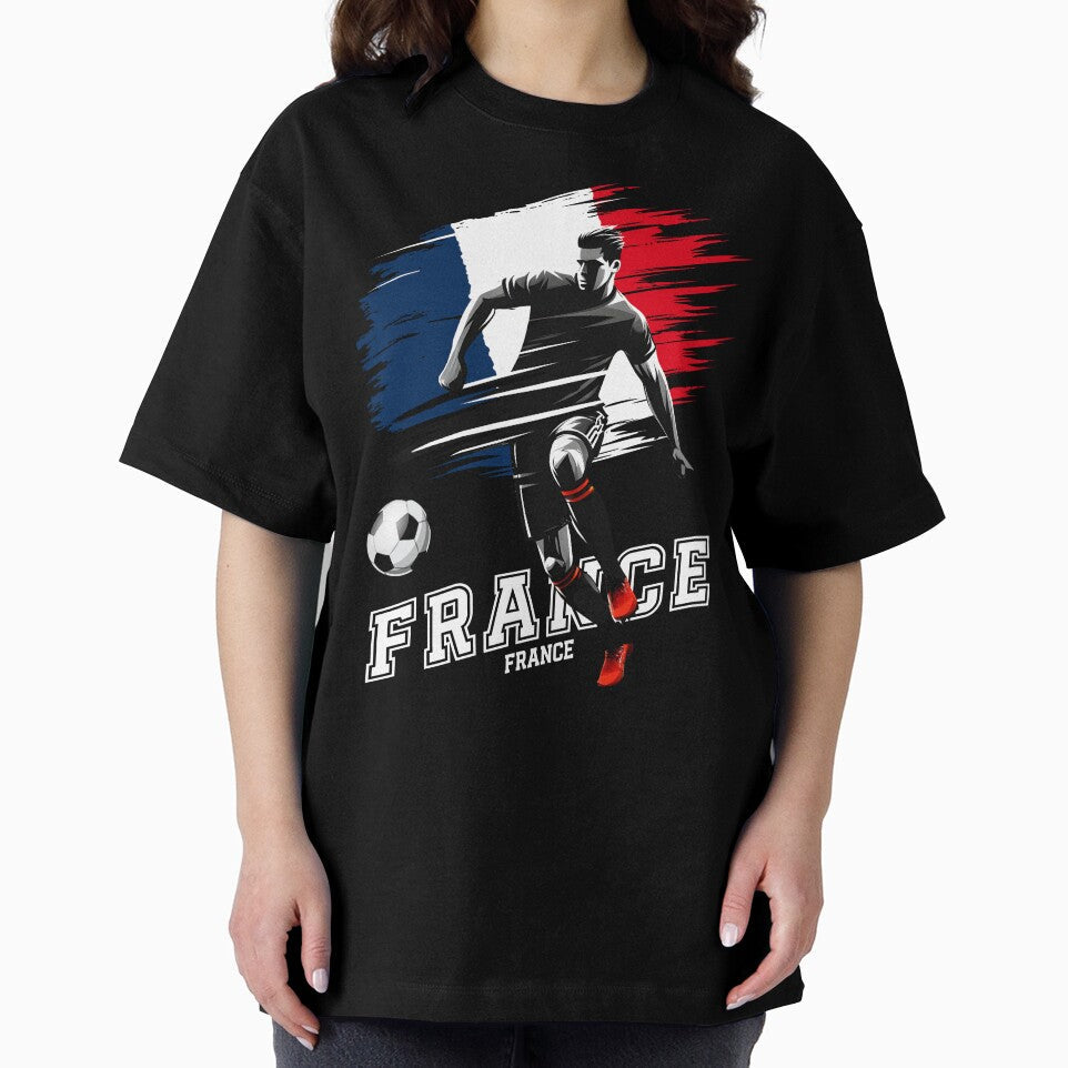 Football Soccer France French Flag Banner Player Silhouette by Infinitee8hirts