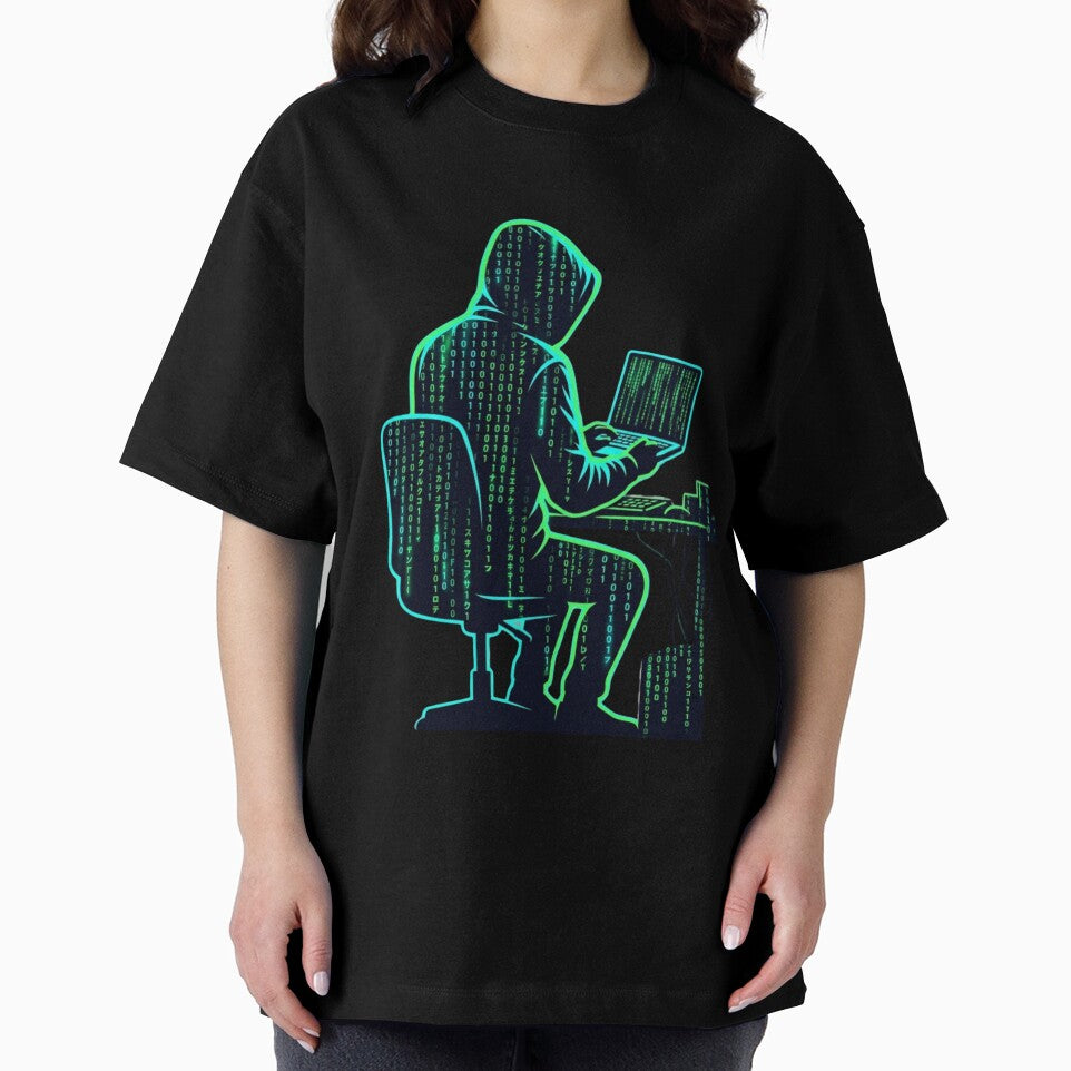 Code Rain Hacker Matrix Style Shirt by KurtByteStudio