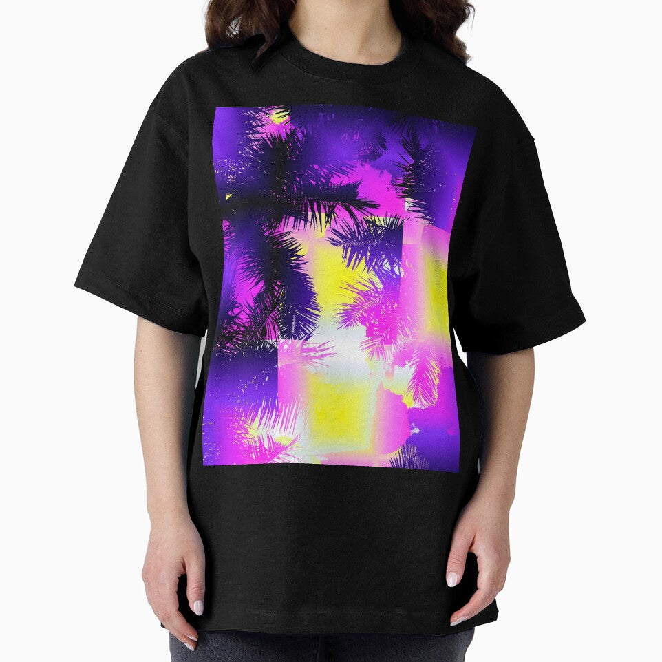 Psychedelic Fluorescent Mosaic Tile Palm Tree Glitch effect by Deegital18