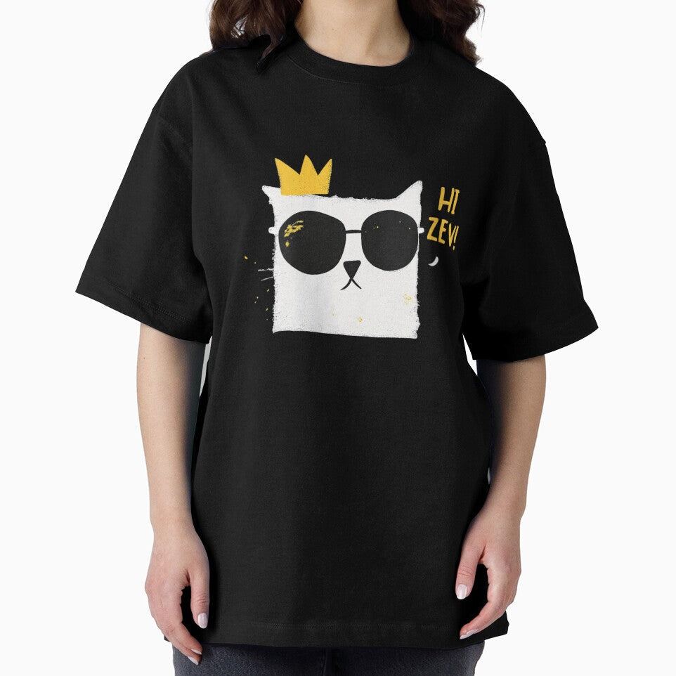 Hi Zev Cool White Cat With Sunglasses And Gold Crown Art by Taniyah Gomes
