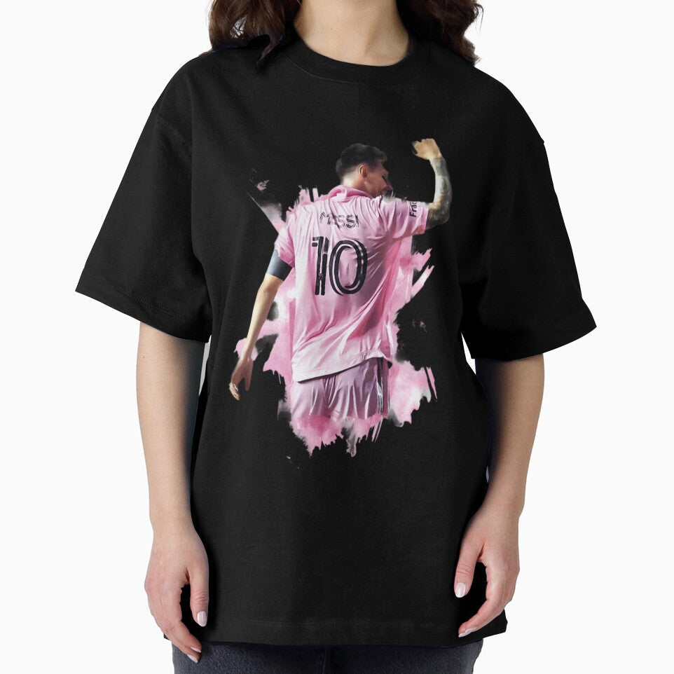 Messi Inter Miami Celebration Art – Football Legend in Pink Jersey by robyclub