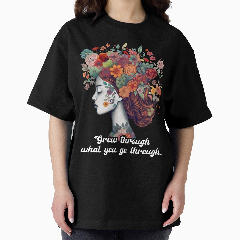 Grow Through What We Go Through Floral Mental Health Inspirational by creative321