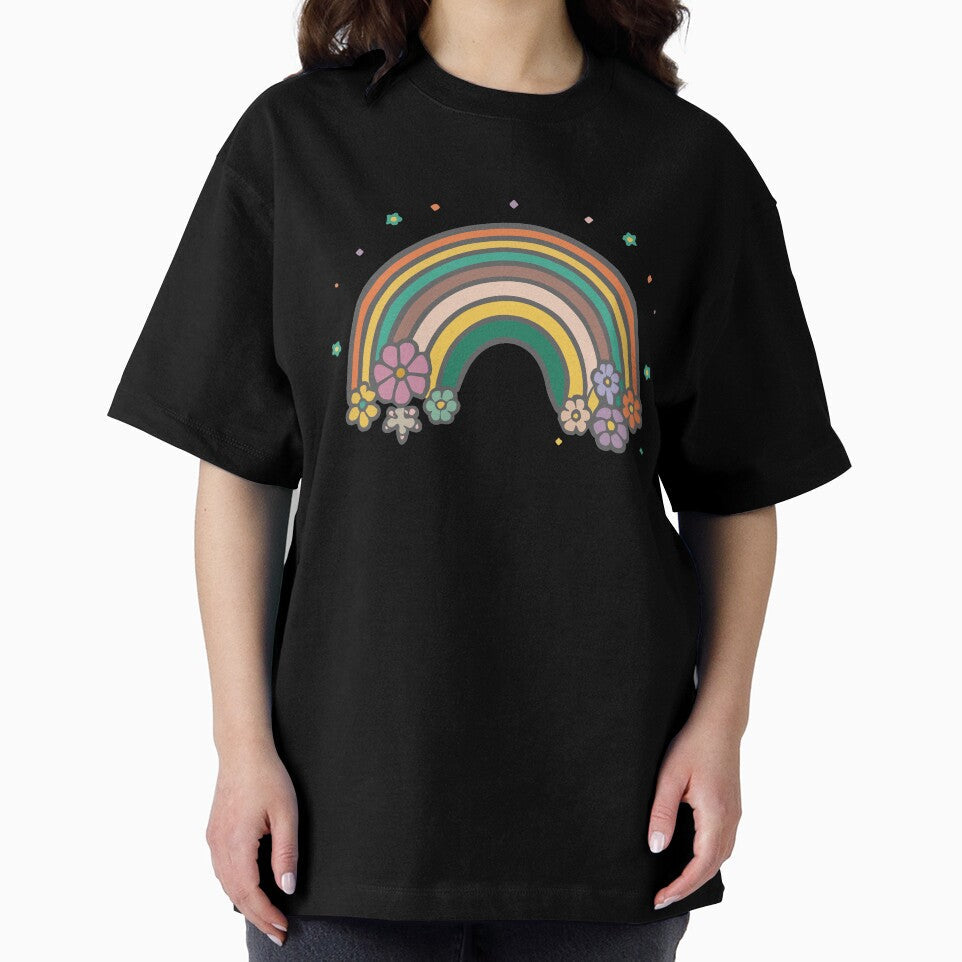 Retro BOHO Flowers 60's 50's 70's Funky Hippie Rainbow by RoguePixel