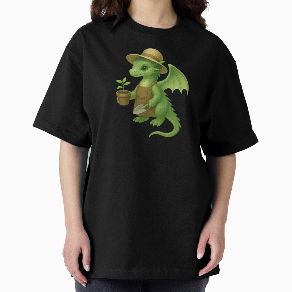 Gardening Dragon with Plant Pot – Cute Green Dragon by Hatchling Hollow