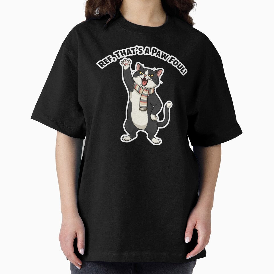 Ref, That's a Paw Foul! — Funny Tuxedo Cat Football Design by catastrocat