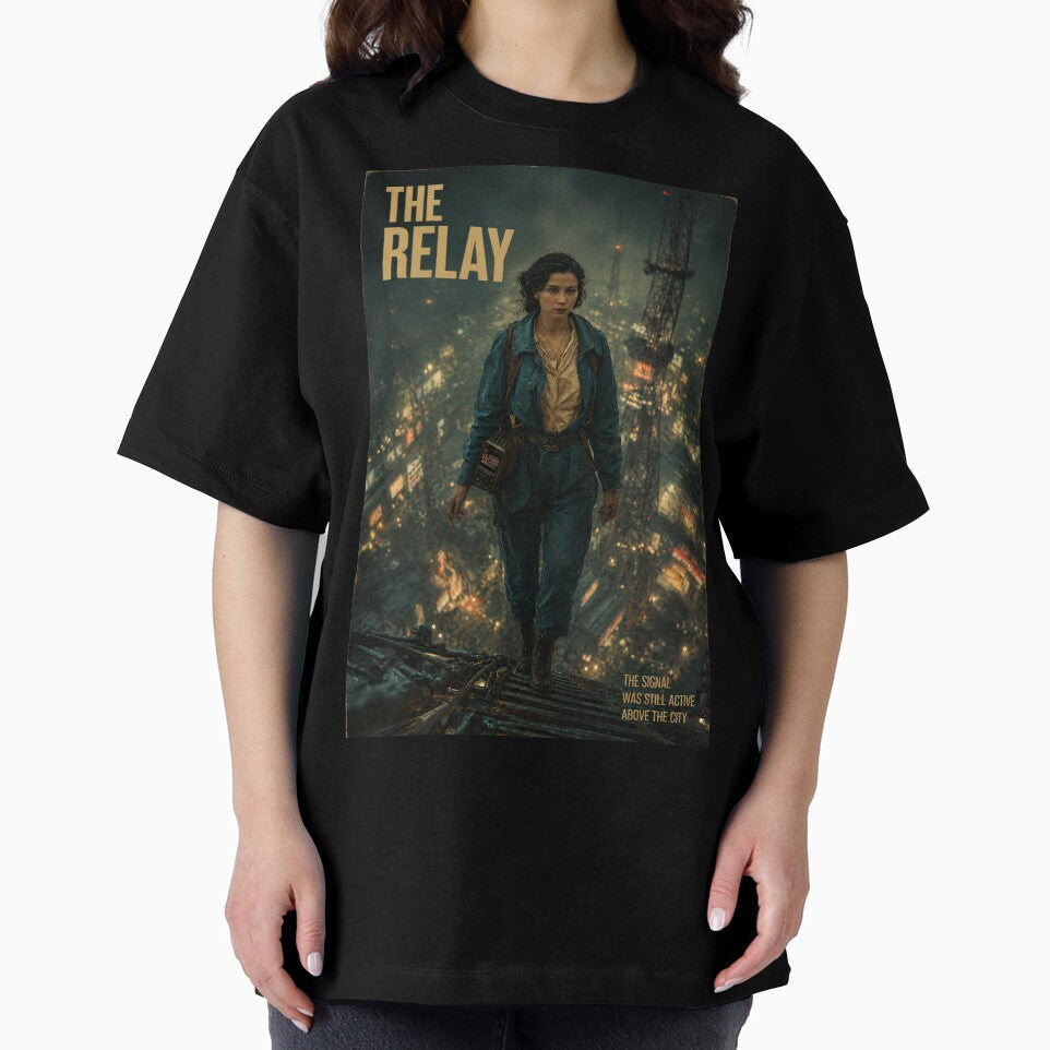 THE RELAY – Vera Lind Retro Sci-Fi Poster | Cinematic Dystopian Signal Tower Art by THE VESSEL ARCHIVE
