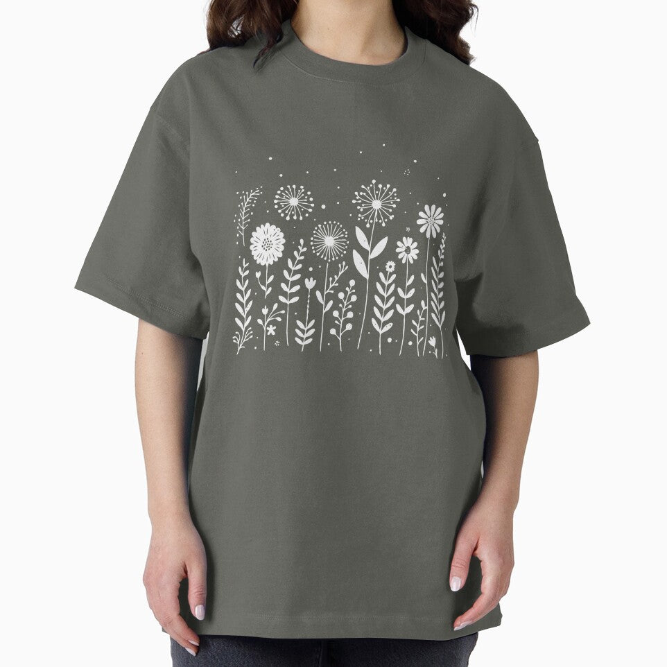 Minimalist Floral T-Shirts, Gifts for Women, Flowers Crewneck Sweatshirt, AestheticTees, Floral Shirts for Women, Wild Flowers Graphic Tees by teecraftstudios