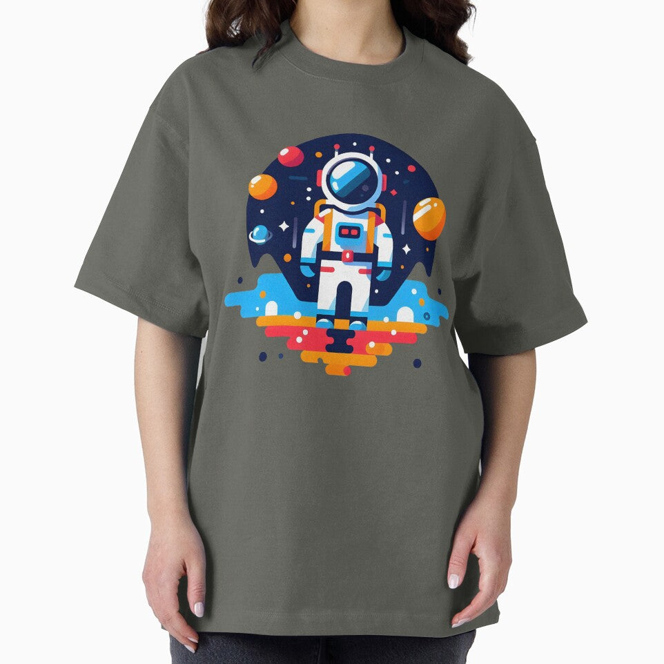 Cute Astronaut in Space – Colorful Galaxy Illustration by PalmixArt