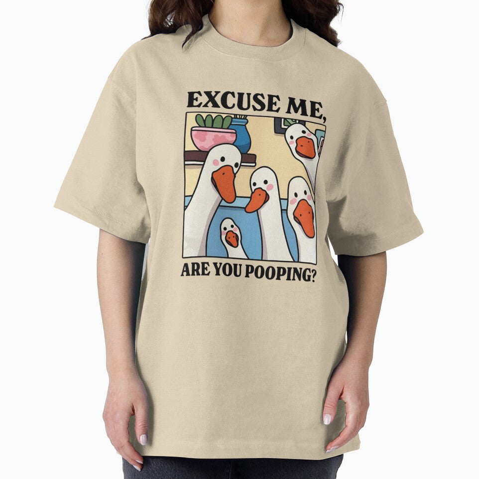 Excuse Me, Are You Pooping? – Funny Duck Bathroom Meme T-Shirt by HomeFarShop