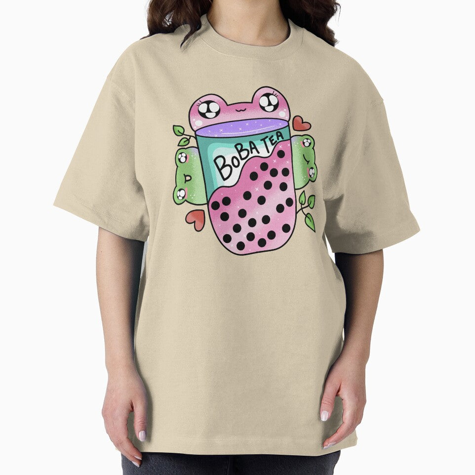 Kawaii cute frog drinking boba by Quacktails
